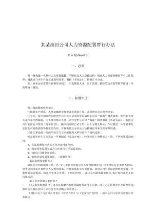 某某油田公司人力资源配置暂行办法.docx