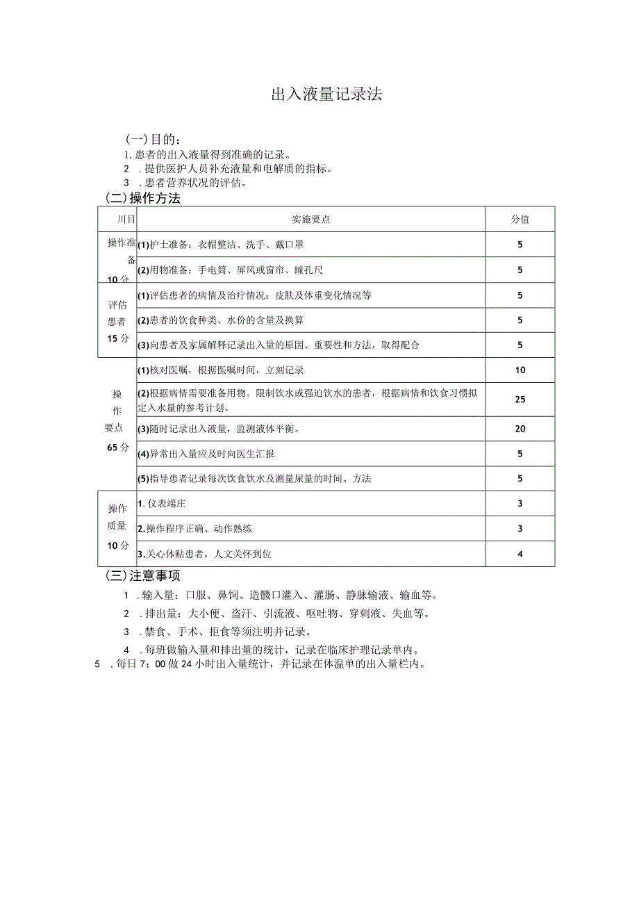 出入液量记录护理操作规范考核评分标准.docx_第2页