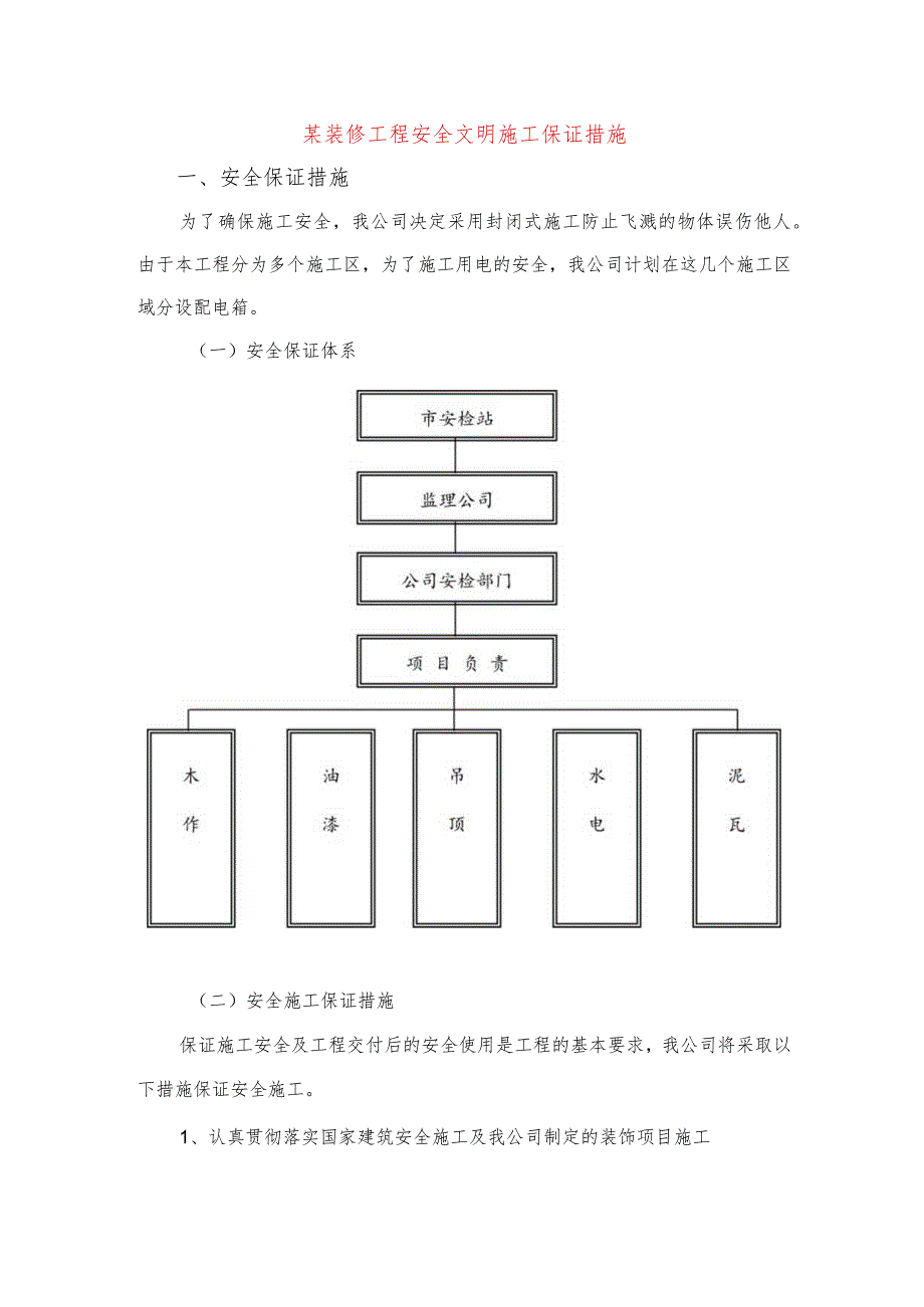 某装修工程安全文明施工保证措施.docx_第1页