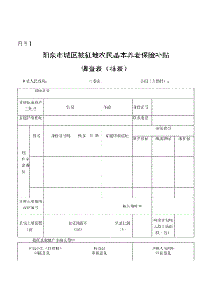 阳泉市城区被征地农民基本养老保险补贴调查表样表.docx