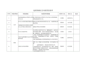 起重机械安全风险管控清单（参考模板）.docx