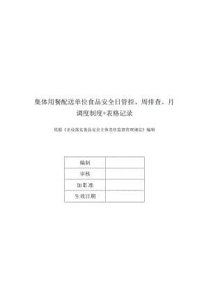 集体用餐配送单位食品安全日管控、周排查、月调度制度+表格记录.docx