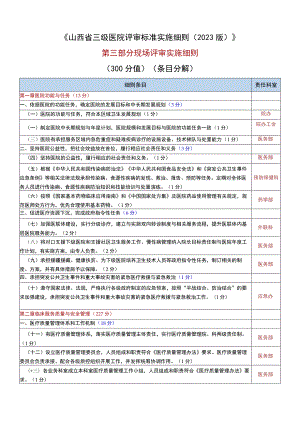 山西省三级医院评审标准实施细则（2023版）条目分解.docx