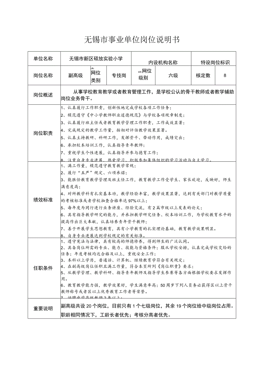 无锡市事业单位岗位说明书.docx_第1页