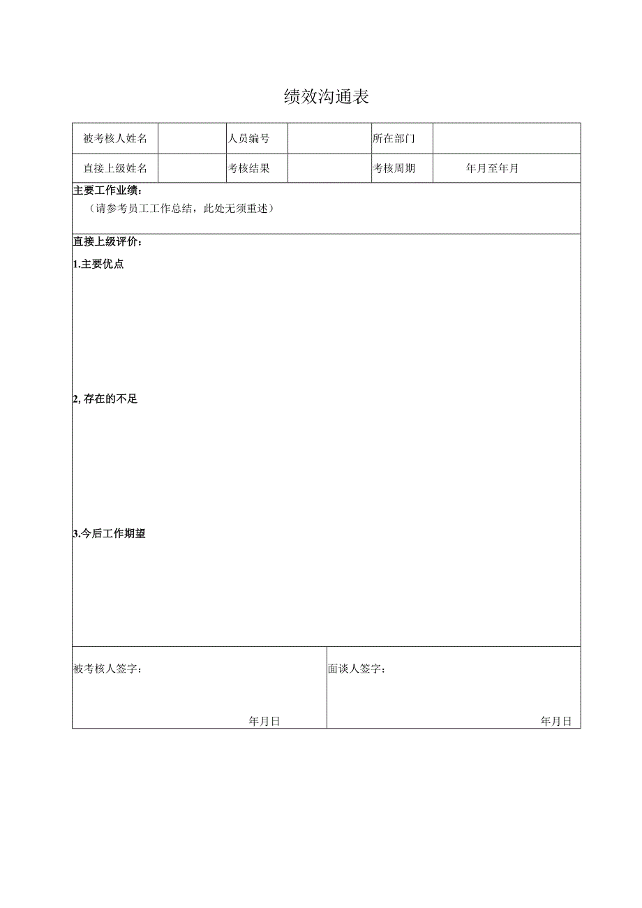 绩效沟通表.docx_第1页