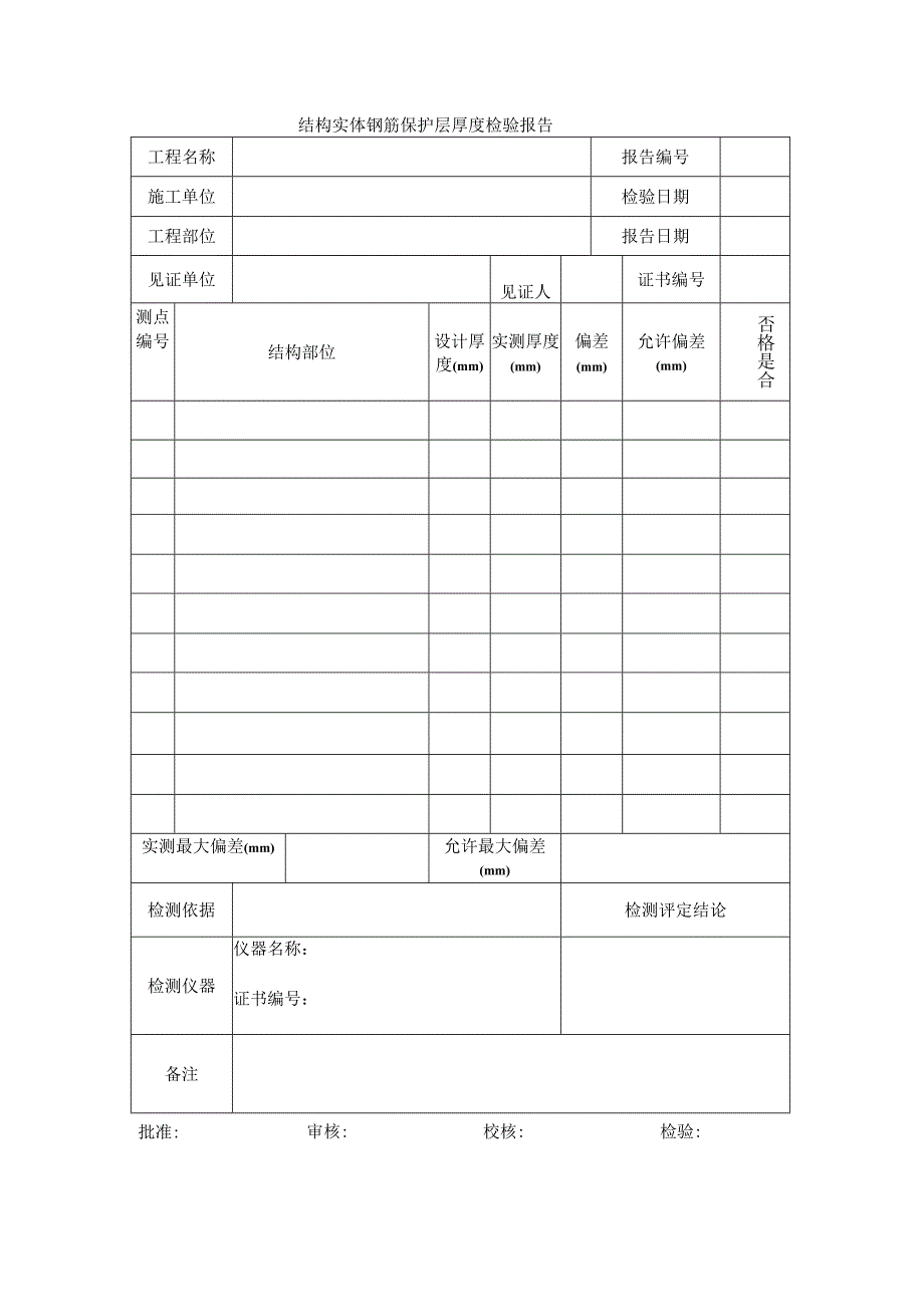 建筑工程结构实体钢筋保护层厚度检验报告(示范文本).docx_第1页