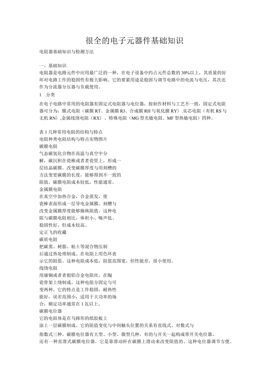 很全的电子元器件基础知识.docx_第1页