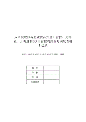 入网餐饮服务企业食品安全日管控、周排查、月调度制度&日管控周排查月调度表格记录.docx