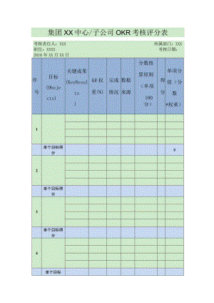 集团XX子公司OKR考核评分表.docx