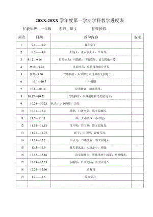 2023--2024学年度第 一 学期学科教学进度表.docx