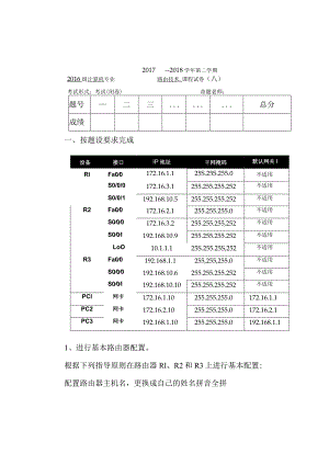 大学计算机专业考试卷-路由技术试题A.docx