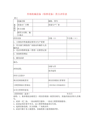 外租机械设备(特种设备)供方评价表.docx