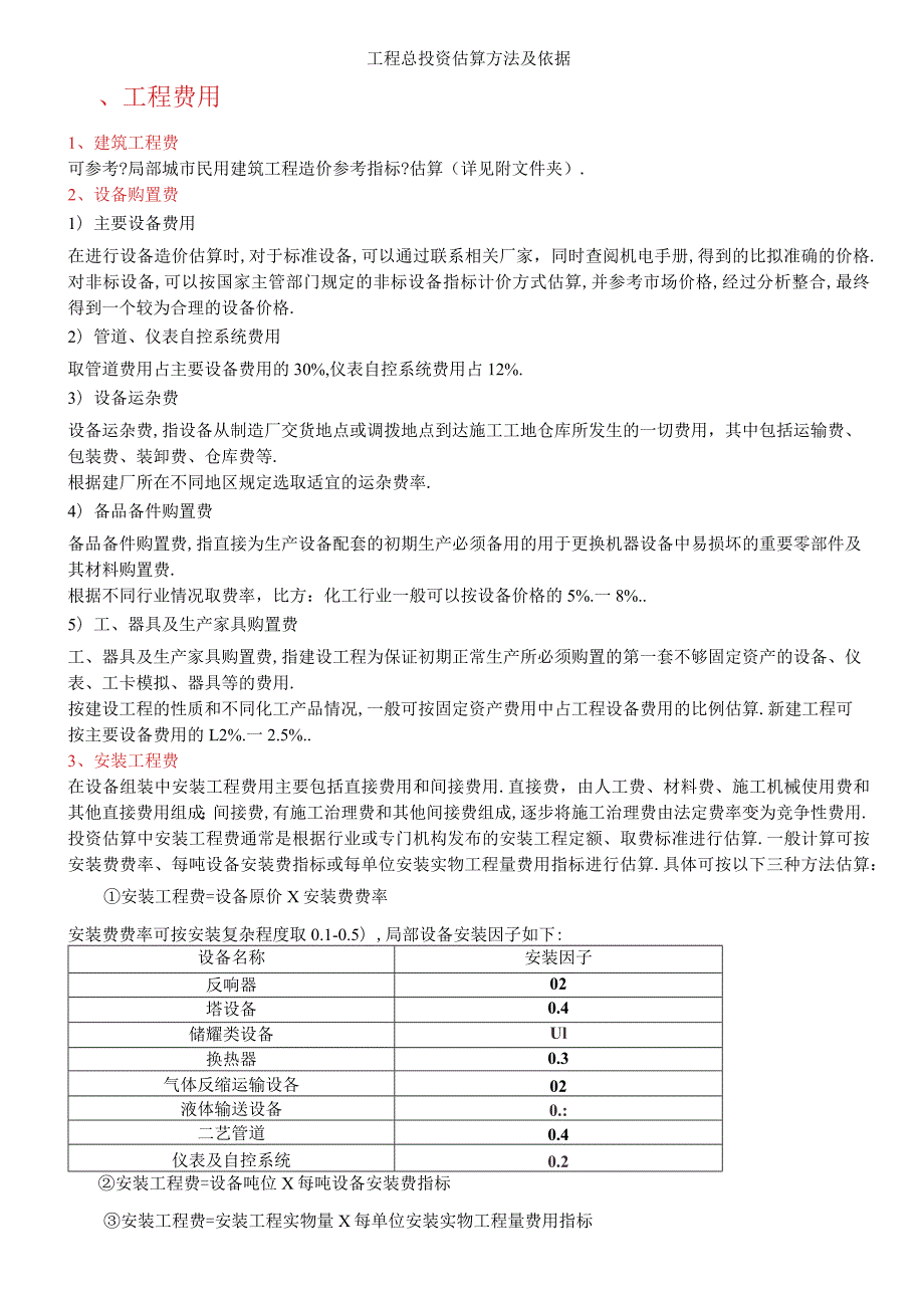 标准项目总投资估算方法及依据.docx_第1页