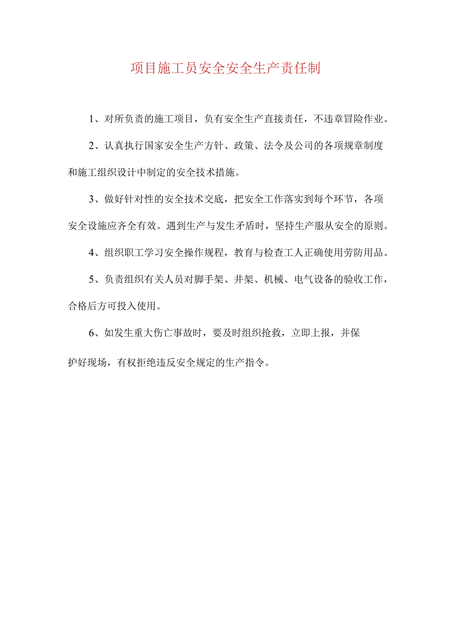 项目施工员安全安全生产责任制.docx_第1页