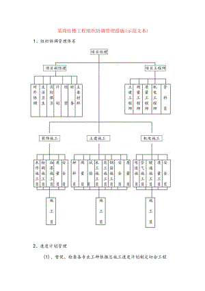 某商住楼工程组织协调管理措施(示范文本).docx