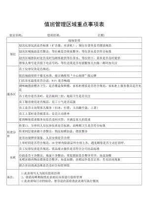 值班管理区域重点事项表.docx