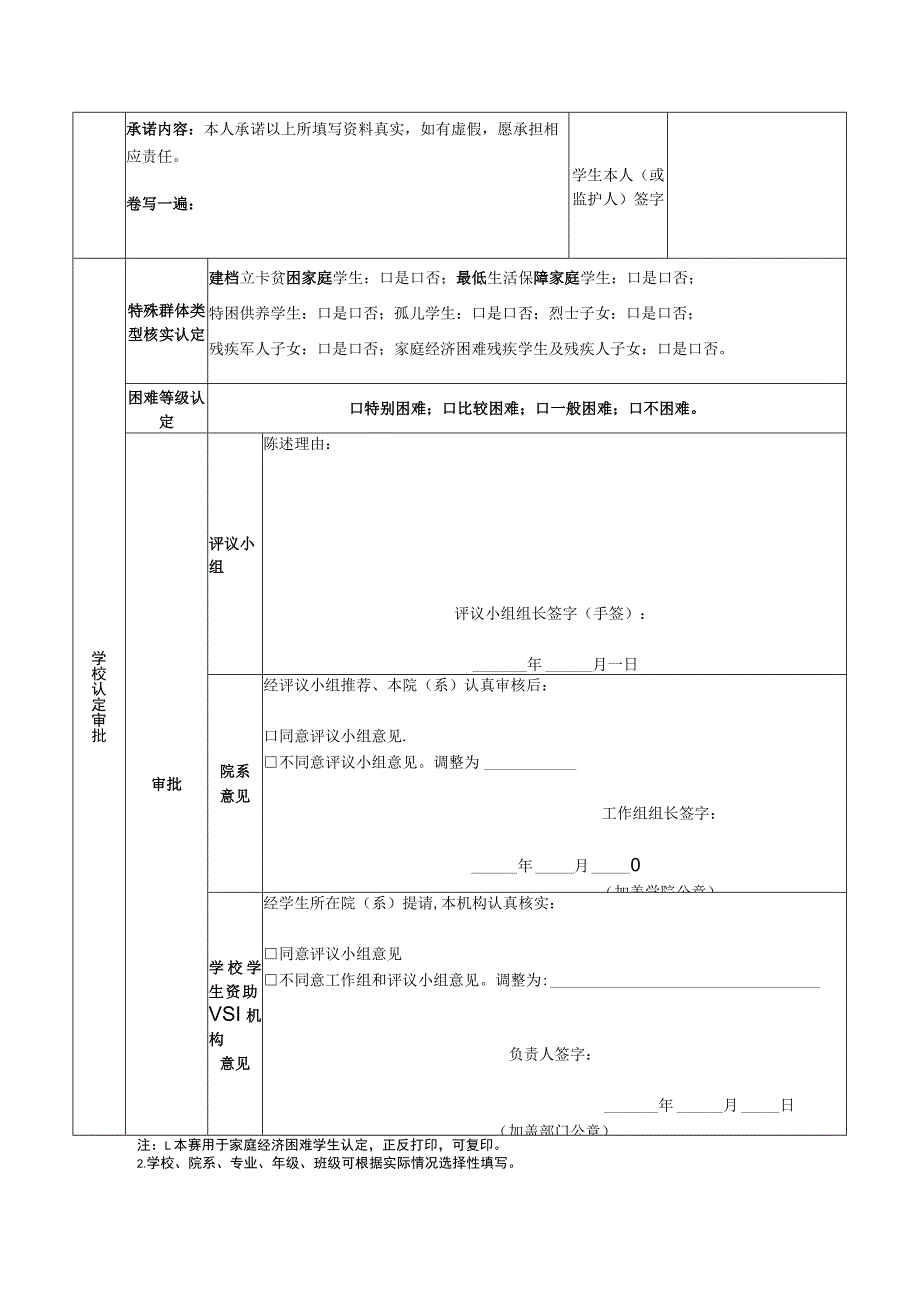 重庆人文科技学院家庭经济困难学生认定申请表.docx_第2页