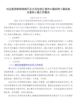 纠正医药购销领域不正之风总结汇报共六篇后附3篇实施方案和2篇工作要点.docx