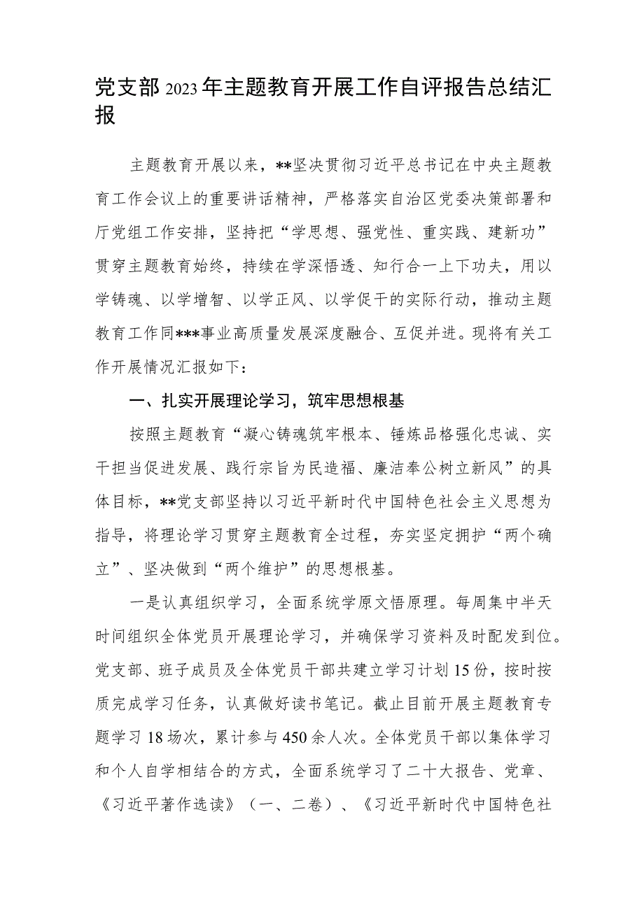 党支部2023年主题教育开展工作自评报告总结汇报（含专项整治）.docx_第2页