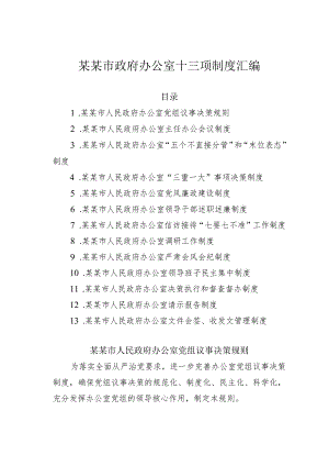 某某市政府办公室十三项制度汇编.docx