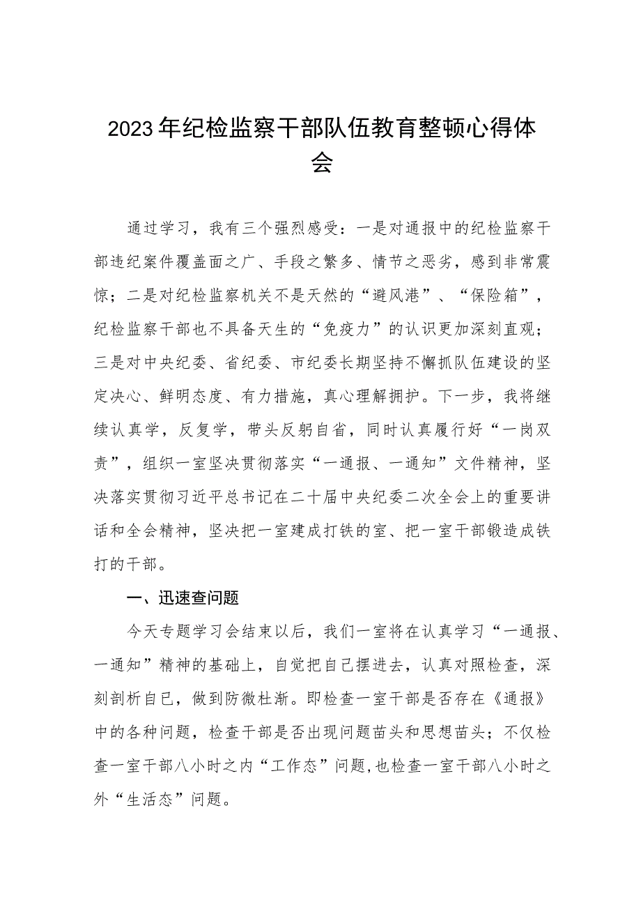 纪检监察干部队伍教育整顿心得体会(8篇).docx_第1页