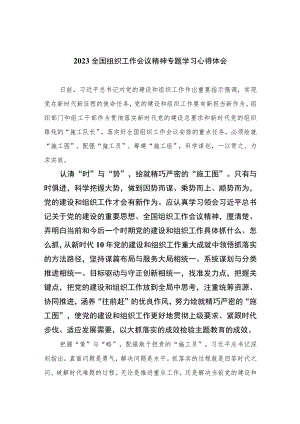 2023全国组织工作会议精神专题学习心得体会116篇（精编版）.docx