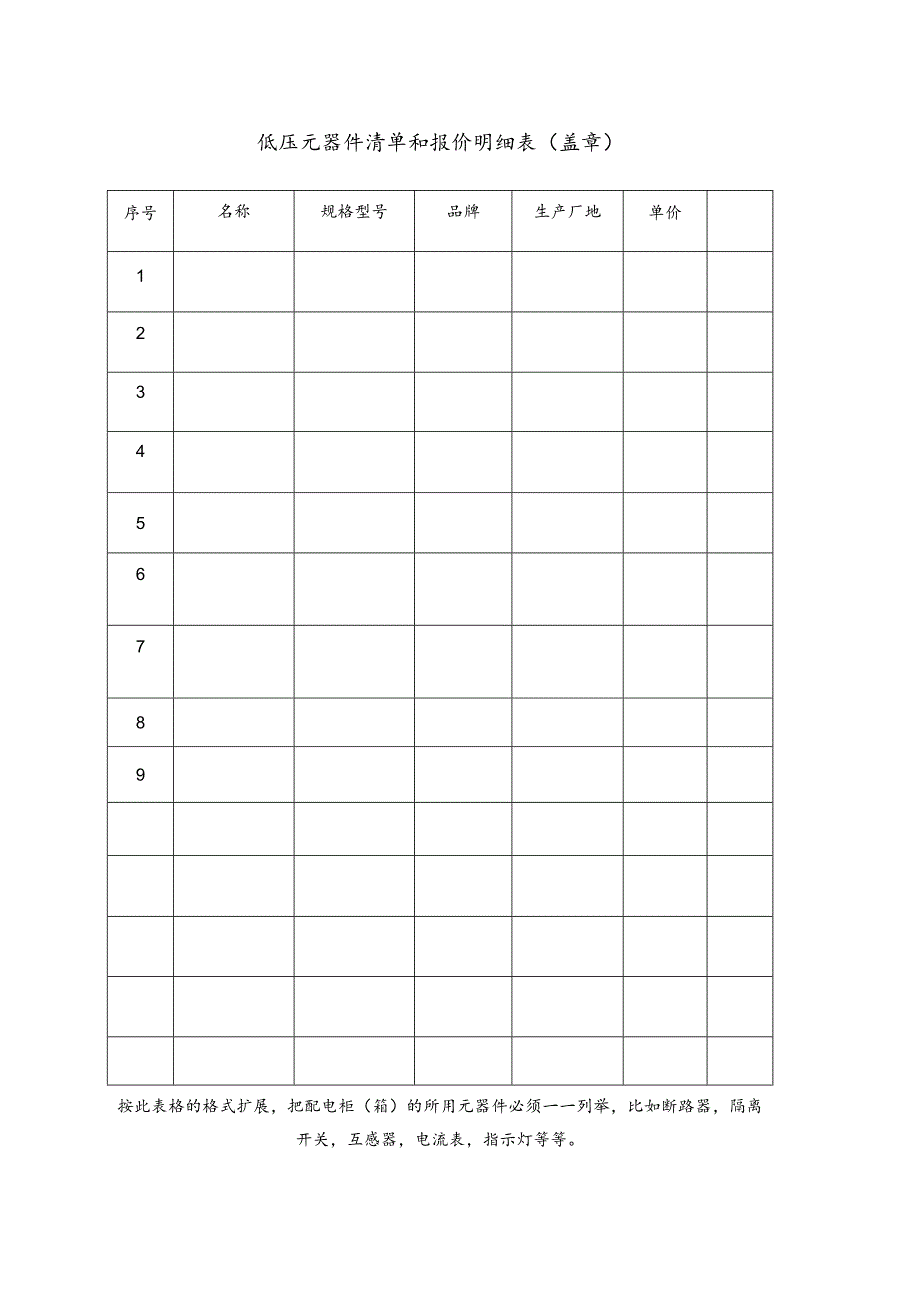 低压元器件清单和报价明细表（盖章）48(2023年).docx_第1页