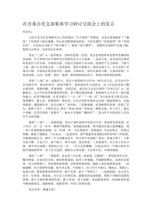 在市委办党支部集体学习研讨交流会上的发言.docx