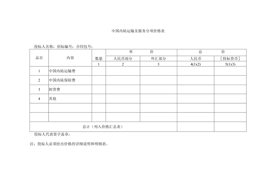 中国内陆运输及服务分项价格表48(2023年).docx_第1页