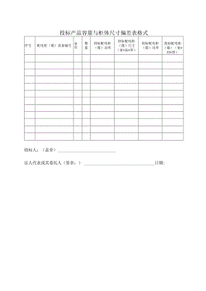 投标产品容量与柜体尺寸偏差表格式47(2023年).docx