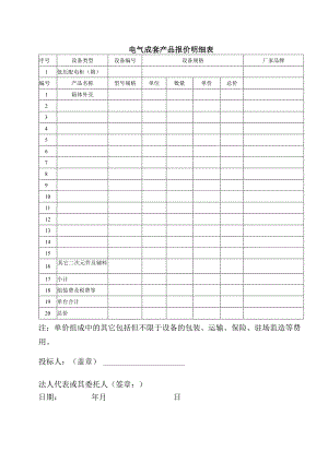 电气成套产品报价明细表47(2023年).docx