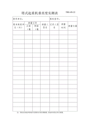 塔式起重机垂直度实测表TRE范文.docx