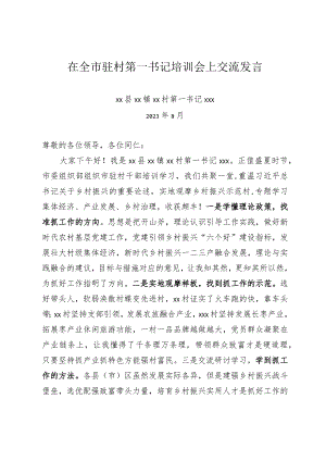 在全市驻村第一书记培训会上交流发言.docx