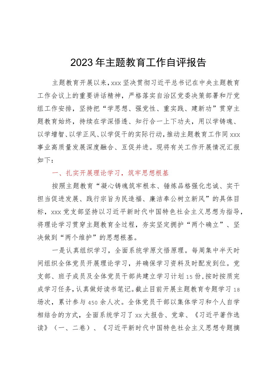 2023年主题教育工作自评报告.docx_第1页