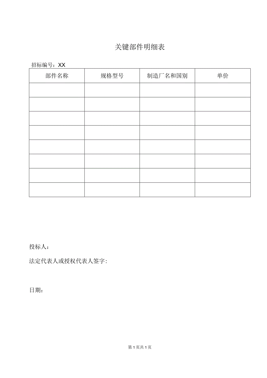 关键部件明细表50(2023年).docx_第1页