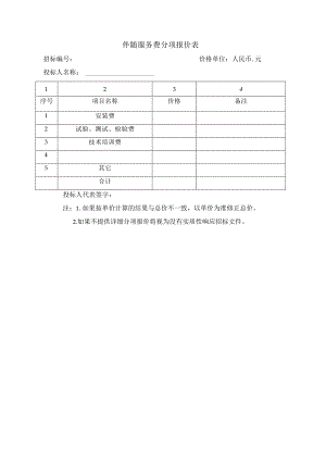 伴随服务费分项报价表50(2023年).docx