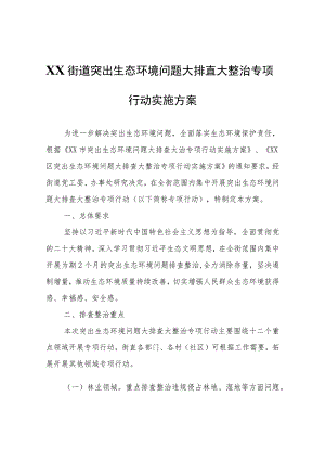 XX街道突出生态环境问题大排查大整治专项行动实施方案.docx