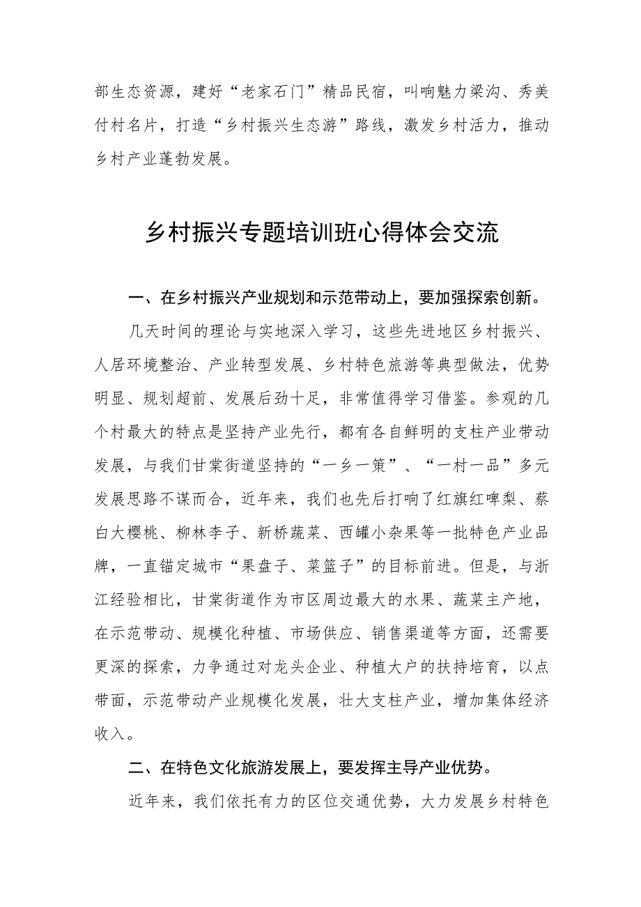 2023年乡村振兴专题培训班心得体会交流发言稿(五篇).docx_第3页