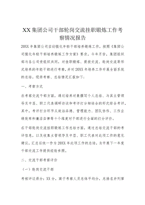 XX集团公司干部轮岗交流挂职锻炼工作考察情况报告.docx