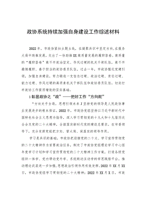 政协系统持续加强自身建设工作综述材料.docx