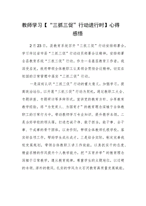 教师学习【“三抓三促”行动进行时】心得感悟(通用三篇).docx