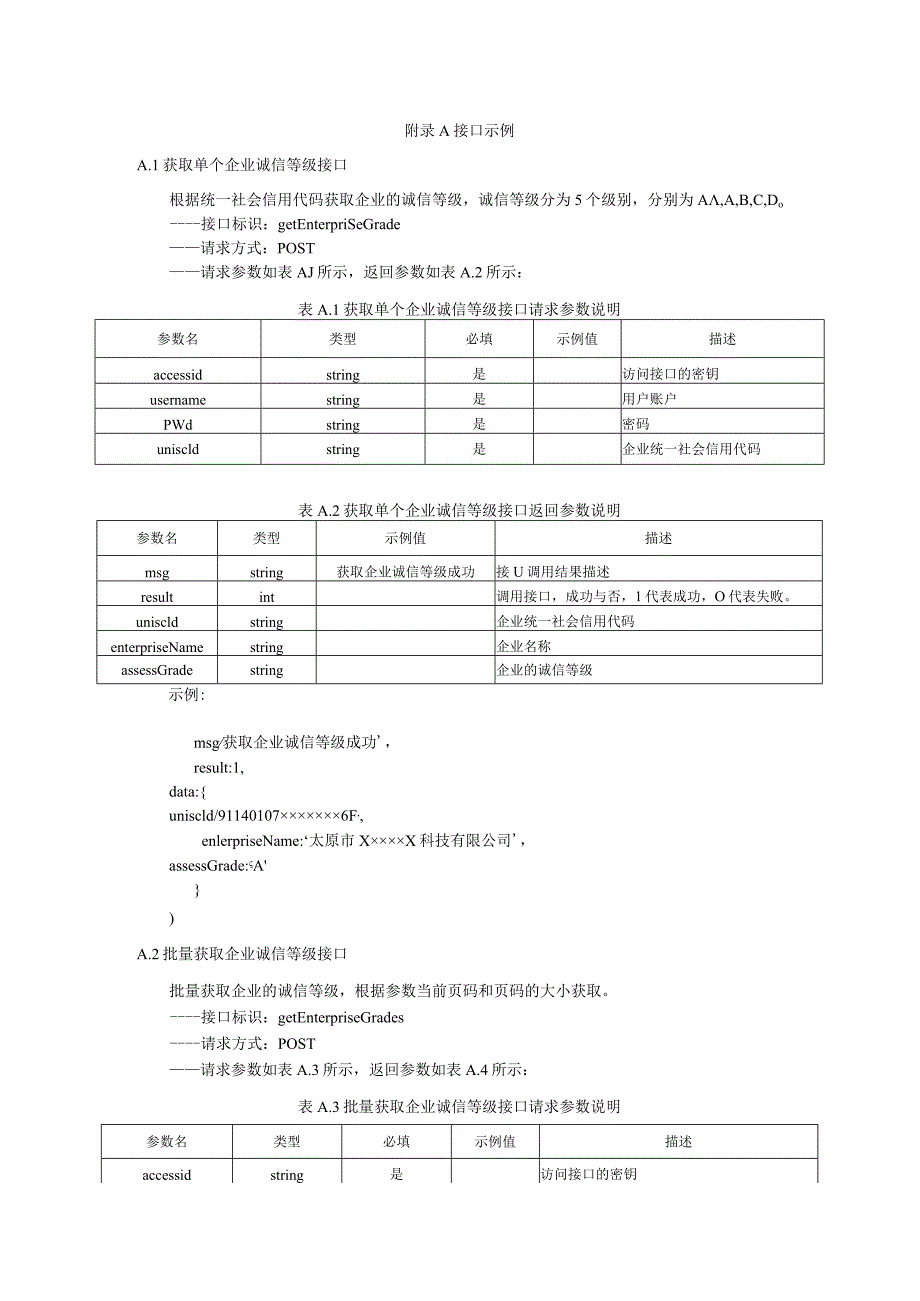 商务诚信公共服务平台 信息交换接口示例.docx_第1页