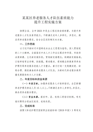 某某区养老服务人才队伍素质能力提升工程实施方案.docx