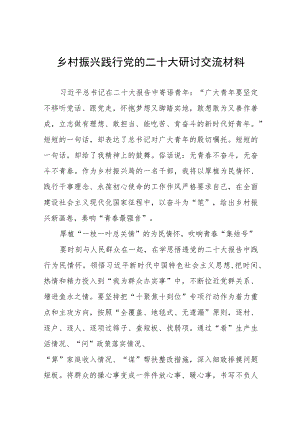 乡村振兴践行党的二十大研讨交流材料八篇.docx