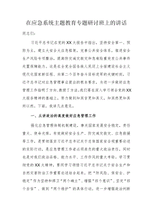 在应急系统主题教育专题研讨班上的讲话.docx