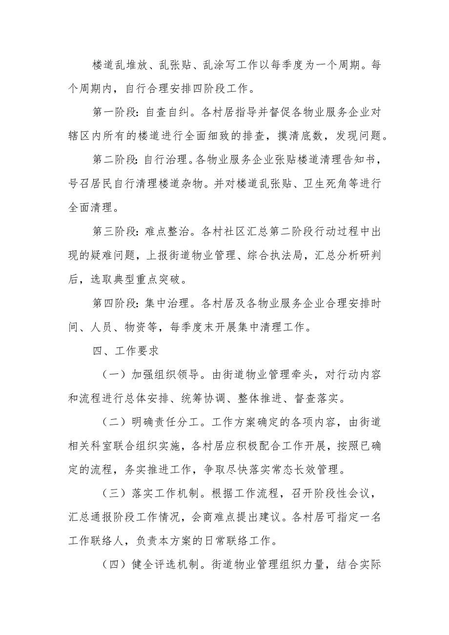 XX街道2023年度住宅小区楼道乱堆放乱张贴、乱涂写专项整治行动工作方案.docx_第3页