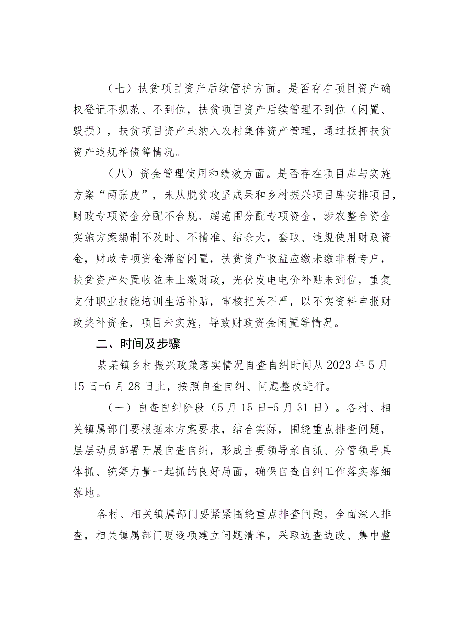 某某县某某镇乡村振兴政策落实情况自查自纠实施方案.docx_第3页