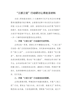 2023“三抓三促”行动研讨心得发言材料范文集合三篇.docx