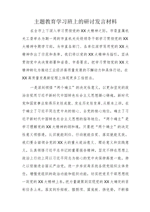 主题教育学习班上的研讨发言材料.docx