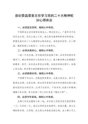 县纪委监委室主任学习党的二十大精神轮训心得体会(精选三篇).docx